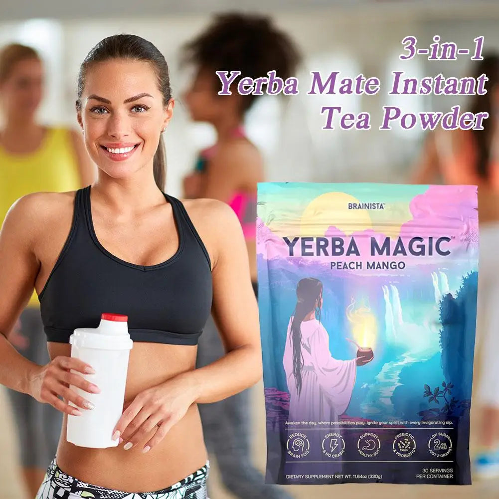 Yerba Mate 3-in-1 Energy Supplement, Phytonutrient Extracts for Brain Digestive Health