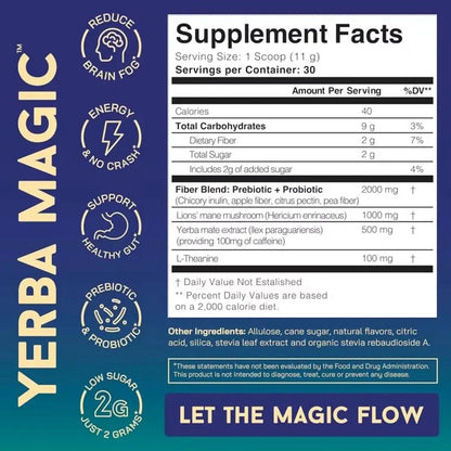 Yerba Mate 3-in-1 Energy Supplement, Phytonutrient Extracts for Brain Digestive Health